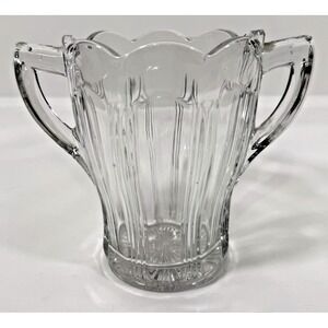 Cambridge Spooner Glass 5.25in Clear 4 Line Ribbed Handled EAPG Vintage